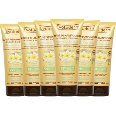 EVOLUDERM - Après-Shampoing Démêlant & Hydratant Monoï à la Folie - 200 ml - 99% dOrigine Naturelle - Lot de 6 x 200 ml - Publicité EVOLUDERM - Après-Shampoing Démêlant & Hydratant Monoï à la Folie - 200 ml - 99% dOrigine Naturelle - Lot de 6 x 200 ml - Publicité