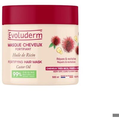 EVOLUDERM - Masque Cheveux Fortifiant Huile de Ricin - 500ml - 99% dIngrédients dOrigine Naturelle - Publicité EVOLUDERM - Masque Cheveux Fortifiant Huile de Ricin - 500ml - 99% dIngrédients dOrigine Naturelle - Publicité