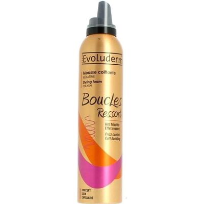 Mousse coiffante - EVOLUDERM - Boucles Ressort - Anti-frisottis - Kératine & Pro-vitamine B5 - 250 ml - Publicité Mousse coiffante - EVOLUDERM - Boucles Ressort - Anti-frisottis - Kératine & Pro-vitamine B5 - 250 ml - Publicité