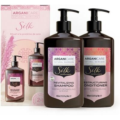 Ensemble de Soins Capillaires à la Protéine de Soie - Shampooing & Après-shampoing - Publicité Ensemble de Soins Capillaires à la Protéine de Soie - Shampooing & Après-shampoing - Publicité