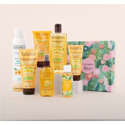 Evoluderm - Coffret Paradisiaque 7 produits Corps & Cheveux Monoï à La Folie Box Jungle - Publicité Evoluderm - Coffret Paradisiaque 7 produits Corps & Cheveux Monoï à La Folie Box Jungle - Publicité