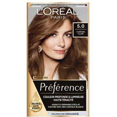 L'Oréal - Infinia Preference Coloration Cheveux 5.0 Châtain clair - Coloration capillaire - Publicité L'Oréal - Infinia Preference Coloration Cheveux 5.0 Châtain clair - Coloration capillaire - Publicité