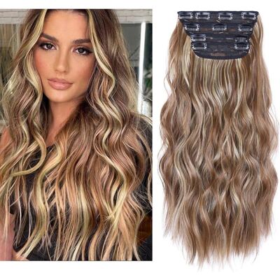 JBNIUAY Extensions de Cheveux Bouclés Synthétiques à Clip - 11 Clips - Couleur Blond Clair Mixte Châtain Clair - Publicité JBNIUAY Extensions de Cheveux Bouclés Synthétiques à Clip - 11 Clips - Couleur Blond Clair Mixte Châtain Clair - Publicité