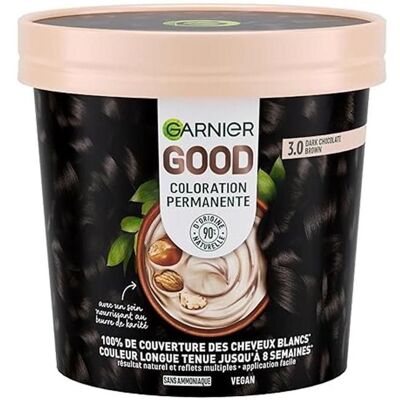 Garnier - Colouration Permanente - 3.0 Chocolat Foncé - Kit Coloration Cheveux - Publicité Garnier - Colouration Permanente - 3.0 Chocolat Foncé - Kit Coloration Cheveux - Publicité