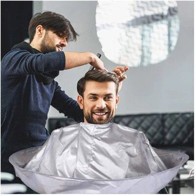 WEMAKMAK Cape de barbier avec collecteur de cheveux - Ramasse les cheveux lors de la coupe - Publicité WEMAKMAK Cape de barbier avec collecteur de cheveux - Ramasse les cheveux lors de la coupe - Publicité