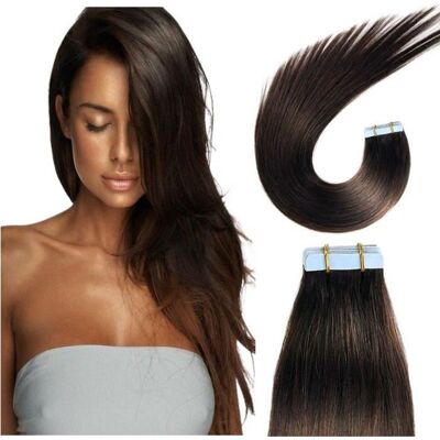 20Pcs Extensions de cheveux Adhesive Bande Adhésive Ruban Adhésif Tape In 51cm Châtain Foncé - Publicité 20Pcs Extensions de cheveux Adhesive Bande Adhésive Ruban Adhésif Tape In 51cm Châtain Foncé - Publicité