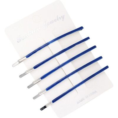 Lot de 5 pinces à cheveux en alliage pour femmes (argent et bleu longues) - Publicité Lot de 5 pinces à cheveux en alliage pour femmes (argent et bleu longues) - Publicité