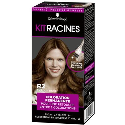 Schwarzkopf Pack de 2 - Kit Racines - Coloration Racines Permanente - Châtain Doré R2 - Publicité Schwarzkopf Pack de 2 - Kit Racines - Coloration Racines Permanente - Châtain Doré R2 - Publicité