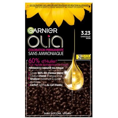 Garnier Olia Coloration 3.23 Chocolat Noir 120 g - Publicité Garnier Olia Coloration 3.23 Chocolat Noir 120 g - Publicité