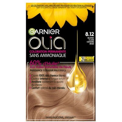 Garnier Olia Coloration 8.12 Blond Clair Cendré Irisé 120g - Publicité Garnier Olia Coloration 8.12 Blond Clair Cendré Irisé 120g - Publicité