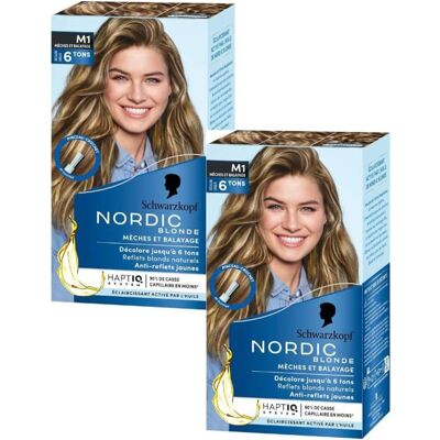Schwarzkopf - Nordic Blonde M1 - Mèches radiantes - Coloration permanente - Éclaircit jusquà 6 tons Lot de 2 - Publicité Schwarzkopf - Nordic Blonde M1 - Mèches radiantes - Coloration permanente - Éclaircit jusquà 6 tons Lot de 2 - Publicité