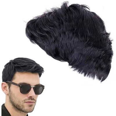 PNUATICM Perruques courtes et lisses noires pour homme cheveux naturels style cosplay dcontract Label - Publicité PNUATICM Perruques courtes et lisses noires pour homme cheveux naturels style cosplay dcontract Label - Publicité