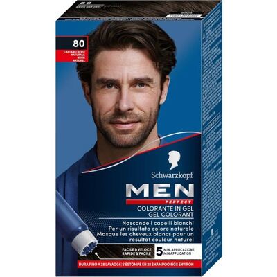 Gel Colorant - Schwarzkopf - Men Perfect - Brun Naturel 80 - Anti-Cheveux Blancs - Application Rapide - Publicité Gel Colorant - Schwarzkopf - Men Perfect - Brun Naturel 80 - Anti-Cheveux Blancs - Application Rapide - Publicité
