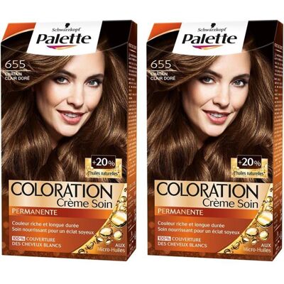 Coloration Permanente Cheveux - Schwarzkopf - Palette - Châtain Clair Doré 655 - Lot de 2 - Publicité Coloration Permanente Cheveux - Schwarzkopf - Palette - Châtain Clair Doré 655 - Lot de 2 - Publicité