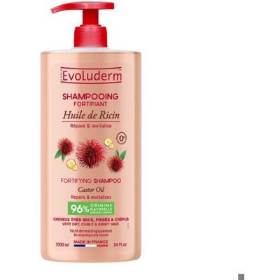 EVOLUDERM - Shampoing Fortifiant Huile de Ricin - 1000ml - 96% dIngrédients dOrigine Naturelle - Végan - Publicité EVOLUDERM - Shampoing Fortifiant Huile de Ricin - 1000ml - 96% dIngrédients dOrigine Naturelle - Végan - Publicité
