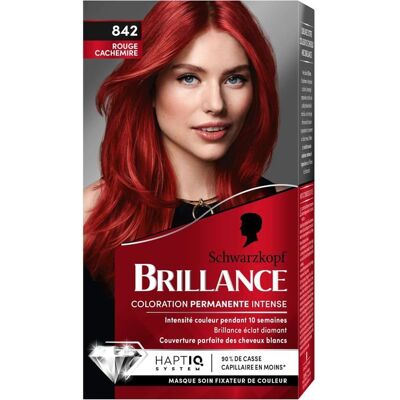Coloration Cheveux Permanente - Schwarzkopf - Brillance Rouge Cachemire 842 - Couvre Cheveux Blancs - Publicité Coloration Cheveux Permanente - Schwarzkopf - Brillance Rouge Cachemire 842 - Couvre Cheveux Blancs - Publicité