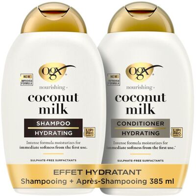 OGX Shampooing Après-Shampooing Nourrissant Lait de Coco 385ml – Soin capillaire hydratant pour cheveux secs - Publicité OGX Shampooing Après-Shampooing Nourrissant Lait de Coco 385ml – Soin capillaire hydratant pour cheveux secs - Publicité