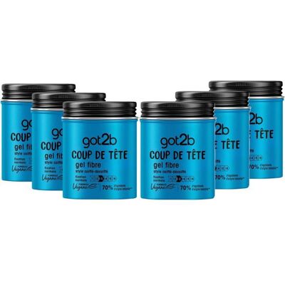 Got2B - Lot de 6 Pot de Gel - Coup de tête - 100ml - Publicité Got2B - Lot de 6 Pot de Gel - Coup de tête - 100ml - Publicité