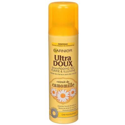 Garnier ULTRA DOUX Shampooing Sec aux Extrait de Camomille - Cheveux Blonds - 150 ml - Publicité Garnier ULTRA DOUX Shampooing Sec aux Extrait de Camomille - Cheveux Blonds - 150 ml - Publicité