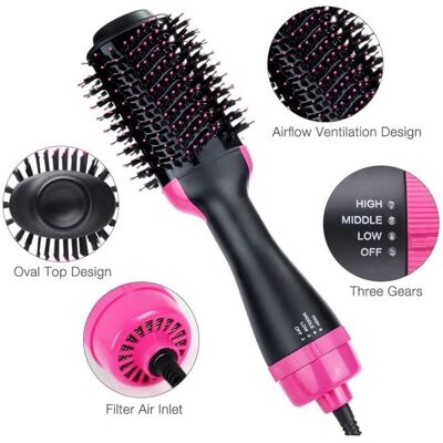 Brosse Soufflante - Hair Styler - 4 En 1 - 1000W - Cordon Rotatif 360° - Technologie Ionique - Publicité Brosse Soufflante - Hair Styler - 4 En 1 - 1000W - Cordon Rotatif 360° - Technologie Ionique - Publicité