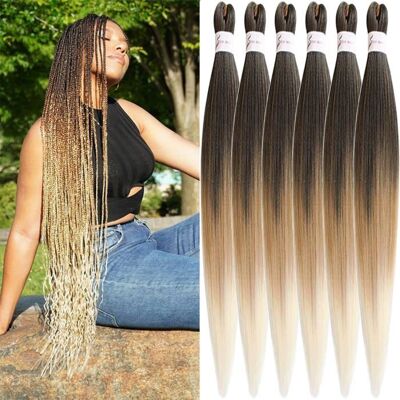 Extensions de cheveux tressés - Kanekalon pré-étiré - 26 pouces - T1B/27/613 - Lot de 6 - 60/65 cm - Publicité Extensions de cheveux tressés - Kanekalon pré-étiré - 26 pouces - T1B/27/613 - Lot de 6 - 60/65 cm - Publicité