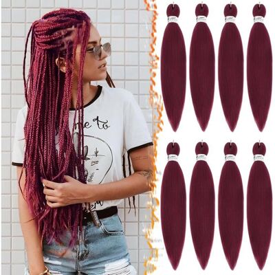 Cheveux tressés pré-étirés - Longueur 66 cm - 8 packs - Couleur Bourgogne - Fibres synthétiques - Publicité Cheveux tressés pré-étirés - Longueur 66 cm - 8 packs - Couleur Bourgogne - Fibres synthétiques - Publicité