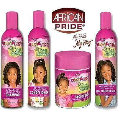 African Pride Rêve enfants Olive Miracle Kit Démêlage hydratante avec 4 produits - Publicité African Pride Rêve enfants Olive Miracle Kit Démêlage hydratante avec 4 produits - Publicité