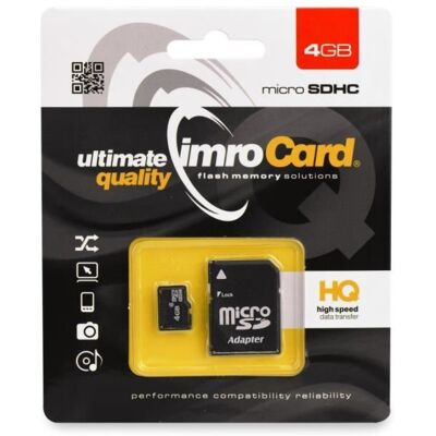Adaptateur MicroSDHC Imro 4GB Classe 10 UHS - Publicité Adaptateur MicroSDHC Imro 4GB Classe 10 UHS - Publicité