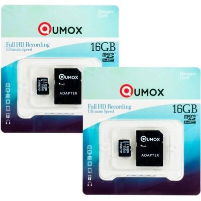 2x QUMOX 16Go micro SD SDHC 16 go micro sd carte mémoire classe 10 UHS-I 16 GB - Publicité 2x QUMOX 16Go micro SD SDHC 16 go micro sd carte mémoire classe 10 UHS-I 16 GB - Publicité