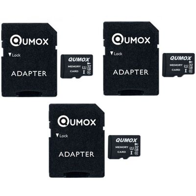 Lot de 3 Qumox Micro TF SD au Formate SDXC/SDHC 32go 32Go 32g TF Carte Class 10 UHS-I 70MB-S 15MB-Sadaptateur SD inclus pour - Publicité Lot de 3 Qumox Micro TF SD au Formate SDXC/SDHC 32go 32Go 32g TF Carte Class 10 UHS-I 70MB-S 15MB-Sadaptateur SD inclus pour - Publicité