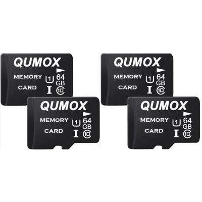 QUMOX Lot de 4 Carte Micro SD 64 Go 64g Carte Mémoire Micro SDHC Classe 10 UHS-I Carte TF pour Smartphone Android Appareil Photo Noir - Publicité QUMOX Lot de 4 Carte Micro SD 64 Go 64g Carte Mémoire Micro SDHC Classe 10 UHS-I Carte TF pour Smartphone Android Appareil Photo Noir - Publicité