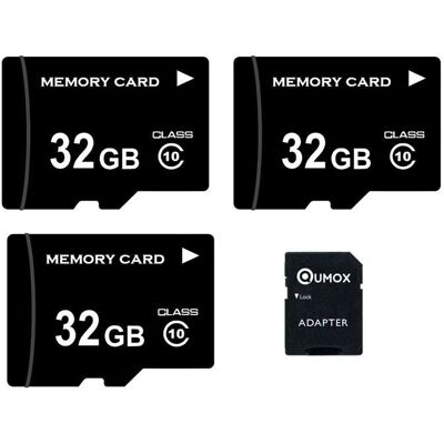 QUMOX 3PCS Carte Micro SD - 32 Go - SDHC TF carte Class 10 UHS-I 70MB-S 15MB-S pour Appareils Photo DronesSmartphone + adaptateur SD - Publicité QUMOX 3PCS Carte Micro SD - 32 Go - SDHC TF carte Class 10 UHS-I 70MB-S 15MB-S pour Appareils Photo DronesSmartphone + adaptateur SD - Publicité