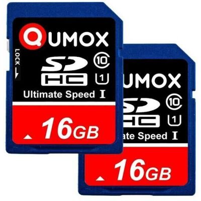 2pcs QUMOX 16 GO 16 GB SD SDHC Classe10 UHS-I x2 Bleu - Publicité 2pcs QUMOX 16 GO 16 GB SD SDHC Classe10 UHS-I x2 Bleu - Publicité