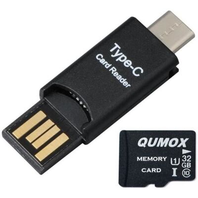 Carte Micro SD SDHC SDXC 32Go 32g classe 10 avec adaptateur SD Qumox + Adaptateur Micro SD USB TypeC - Publicité Carte Micro SD SDHC SDXC 32Go 32g classe 10 avec adaptateur SD Qumox + Adaptateur Micro SD USB TypeC - Publicité