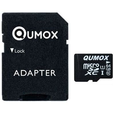 micro SD - QUMOX - 64 Go - Classe 10 - Vitesse de lecture 20 Mo/S - Vitesse décriture 40 Mo/S Noir - Publicité micro SD - QUMOX - 64 Go - Classe 10 - Vitesse de lecture 20 Mo/S - Vitesse décriture 40 Mo/S Noir - Publicité