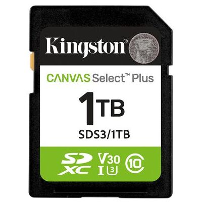 Carte SDXC - KINGSTON - Canvas Select Plus - 1 To - UHS-I U3 - Vitesse 150 Mo/s Noir - Publicité Carte SDXC - KINGSTON - Canvas Select Plus - 1 To - UHS-I U3 - Vitesse 150 Mo/s Noir - Publicité