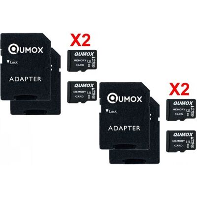 QUMOX Lot de 4PCS Micro sd sdhc 16Go 16g 16gb TF carte mémoire 12MB/s écriture et jusquà 70Mb/s lecture - Publicité QUMOX Lot de 4PCS Micro sd sdhc 16Go 16g 16gb TF carte mémoire 12MB/s écriture et jusquà 70Mb/s lecture - Publicité