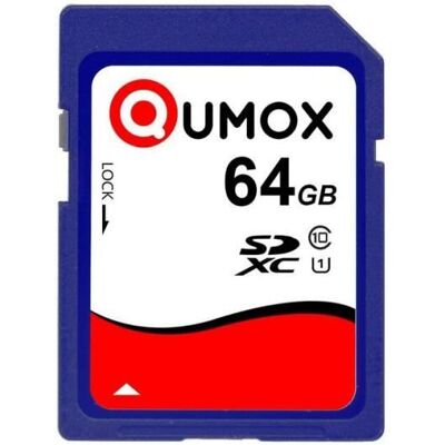 QUMOX Carte Mémoire SDXC 64 Go classe 10 UHS-I jusquà 40 Mo/s pour appareil photo - Publicité QUMOX Carte Mémoire SDXC 64 Go classe 10 UHS-I jusquà 40 Mo/s pour appareil photo - Publicité