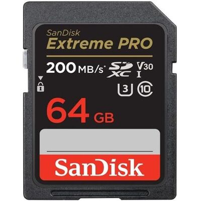 QUMOX Carte Mémoire - SanDisk - Extreme Pro - 64Go - UHS-I - 200Mo/s - Classe 10 Noir - Publicité QUMOX Carte Mémoire - SanDisk - Extreme Pro - 64Go - UHS-I - 200Mo/s - Classe 10 Noir - Publicité