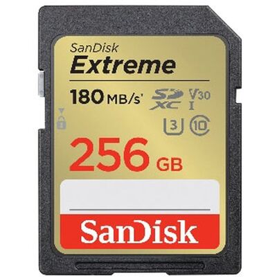 Carte Mémoire SDXC - SANDISK - Extreme - 256Go - 180MB/s - UHS-I Class 10 U3 V30 Noir - Publicité Carte Mémoire SDXC - SANDISK - Extreme - 256Go - 180MB/s - UHS-I Class 10 U3 V30 Noir - Publicité