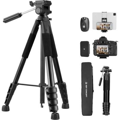 190cm Trépied Appareil Photo pour Smartphone - K&F Concept Trépied Caméra pour DSLR Nikon Canon Sony etc Télécommande Bluetooth Noir - Publicité 190cm Trépied Appareil Photo pour Smartphone - K&F Concept Trépied Caméra pour DSLR Nikon Canon Sony etc Télécommande Bluetooth Noir - Publicité