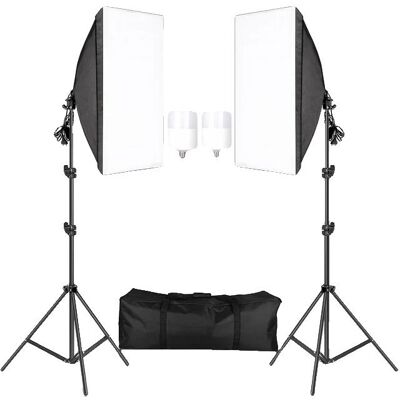 OEM Kit déclairage Softbox pieds de lumière réglables éclairage de haute qualité 2pcs 30W Noir - Publicité OEM Kit déclairage Softbox pieds de lumière réglables éclairage de haute qualité 2pcs 30W Noir - Publicité