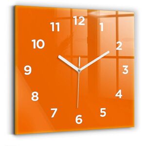 Decortapis Horloge murale en verre Horloge Carré 30cm Orange Orange - Publicité Decortapis Horloge murale en verre Horloge Carré 30cm Orange Orange - Publicité