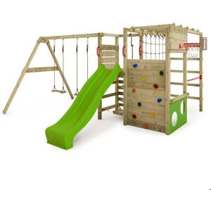 Aire de jeux bois FATMOOSE ActionArena Air XXL avec double balançoire toboggan vert pomme et mur d’escalade – 10 ans de garantie* Vert - Publicité Aire de jeux bois FATMOOSE ActionArena Air XXL avec double balançoire toboggan vert pomme et mur d’escalade – 10 ans de garantie* Vert - Publicité