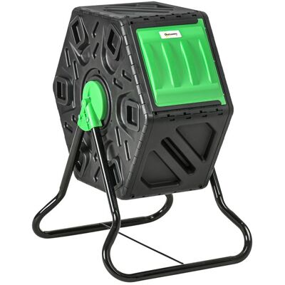 Composteur de jardin - Outsunny - rotatif 360° - 65 L - 24 trous de ventilation - en polypropylène - base en acier - noir Noir - Publicité Composteur de jardin - Outsunny - rotatif 360° - 65 L - 24 trous de ventilation - en polypropylène - base en acier - noir Noir - Publicité
