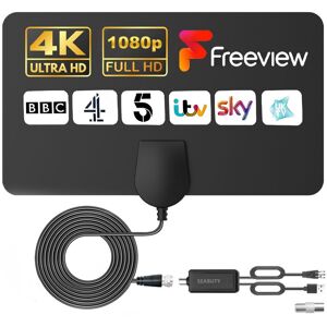 SEABUTY Antenne TV Intérieur Puissante - Antenne TV avec Amplicateur de Signal 4K 1080P -pour Chaîne Locale Postuler à Tous -5M Câble Coax Noir - Publicité SEABUTY Antenne TV Intérieur Puissante - Antenne TV avec Amplicateur de Signal 4K 1080P -pour Chaîne Locale Postuler à Tous -5M Câble Coax Noir - Publicité