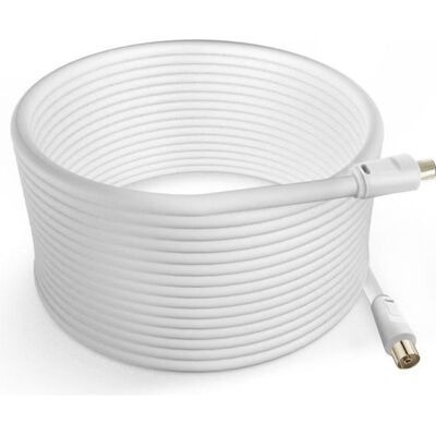 Câble Antenne TV - LINQ - Mâle Femelle - 10m - Coaxial 9.5mm - PVC Blanc Blanc - Publicité Câble Antenne TV - LINQ - Mâle Femelle - 10m - Coaxial 9.5mm - PVC Blanc Blanc - Publicité