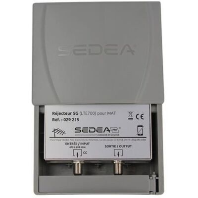 Filtre TNT 5G LTE 700 - SEDEA - 029215 - Extérieur - Canaux 21-48 - Bande passante 470-694 MHz - Publicité Filtre TNT 5G LTE 700 - SEDEA - 029215 - Extérieur - Canaux 21-48 - Bande passante 470-694 MHz - Publicité
