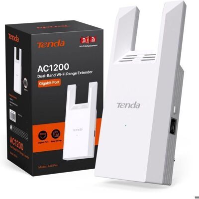 Tenda Répéteur WiFi Puissant A18 Pro Amplificateur AC1200 Mbps(2.4GHz/5GHz) Port Ethernet Gigabit Couverture jusqu’à 150 m² Blanc - Publicité Tenda Répéteur WiFi Puissant A18 Pro Amplificateur AC1200 Mbps(2.4GHz/5GHz) Port Ethernet Gigabit Couverture jusqu’à 150 m² Blanc - Publicité