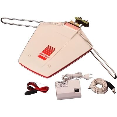 Antenne extérieure - OPTEX - KIT Antenne TNT - Réception TNT HD - Impédance 75 Ohms - Amplificateur intégré - Publicité Antenne extérieure - OPTEX - KIT Antenne TNT - Réception TNT HD - Impédance 75 Ohms - Amplificateur intégré - Publicité
